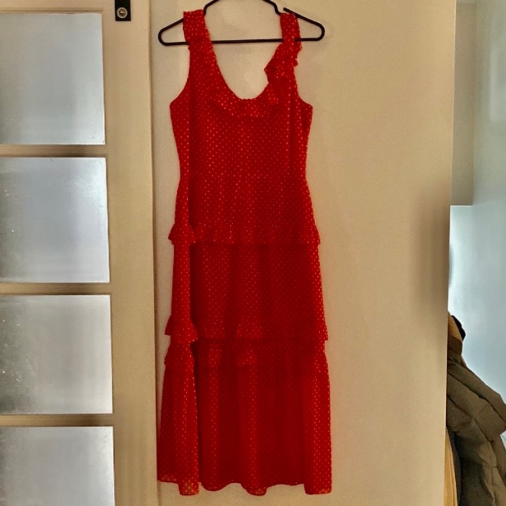 LOVERS + FRIENDS red polkadot maxi dress, size large - Picture 2 of 10